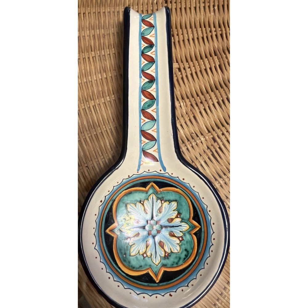 NEW majolica spoon rest made by Fratelli Doruta Italy Fiori in Laguna Beach